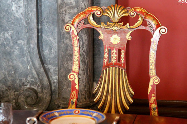 Dining room chair at Russborough House. Ireland.