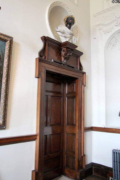 Bust of turbaned moor in round niche above door in entrance hall at Russborough House. Ireland.
