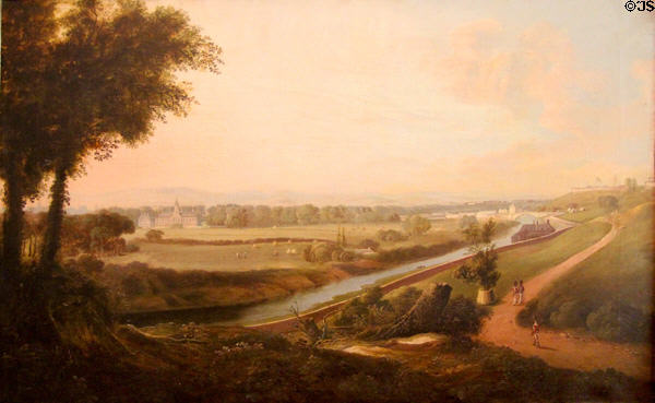 Painting of country scene in music room at Russborough House. Ireland.