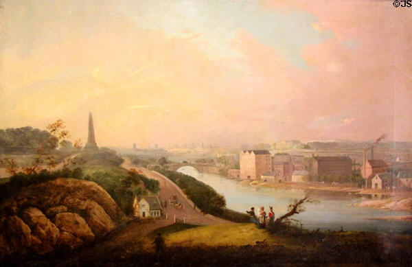 Painting of town scene in music room at Russborough House. Ireland.