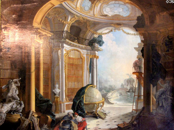 Library of M. Bonier de la Mosson painting (1700s) by Jacques de Joue at Russborough House. Ireland.