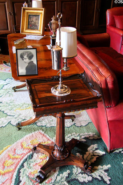 Argand lamp on square table at Russborough House. Ireland.