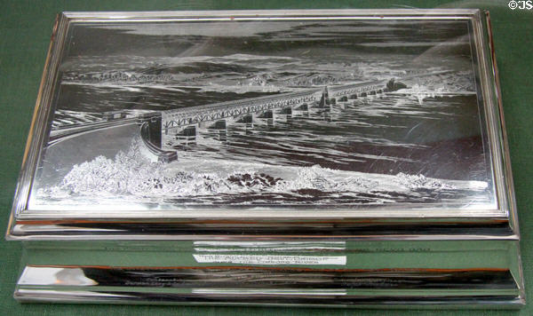 Silver cigar box commemorating Beit Bridge (1929) at Russborough House. Ireland.