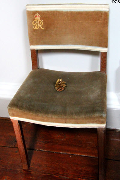 George VI coronation visitor's chair at Russborough House. Ireland.