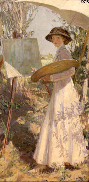 Mrs. Lavery Sketching painting (1910) by Sir John Lavery at Dublin City Gallery. Dublin, Ireland.