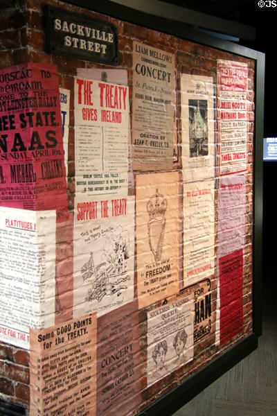 Posters arguing against treaty with UK which lead to Irish Civil War at GPO Museum. Dublin, Ireland.