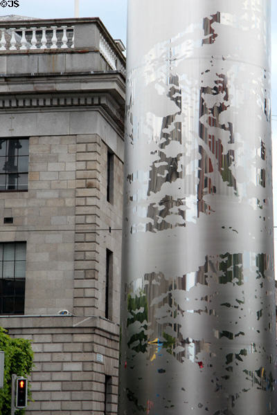 Surface pattern of Spire of Dublin beside General Post Office building on O'Connell Street. Dublin, Ireland.
