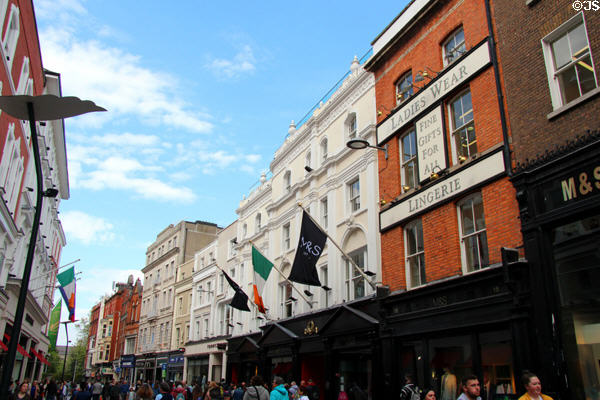 Grafton streescape with Marks & Spencer. Dublin, Ireland.