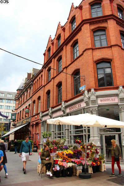 Flower stand in front of Boodles store (71 Grafton St.). Dublin, Ireland.