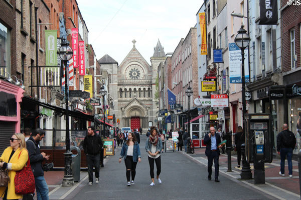 St Ann's Church of Ireland seen along Anne Street from Grafton Street. Dublin, Ireland.