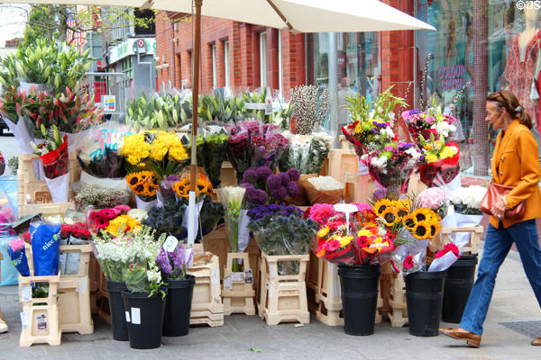 Flower stand on Grafton Street. Dublin, Ireland.