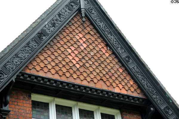 Victorian bargeboard detail of Ardilaun Lodge at St Stephen's Green. Dublin, Ireland.