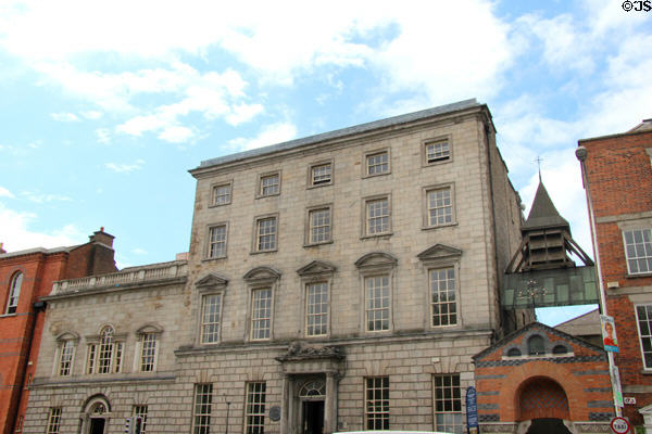 Museum of Literature Ireland (MOLI) & Our Lady Seat of Wisdom church opposite St Stephen's Green. Dublin, Ireland.