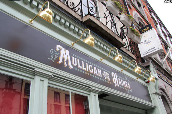 Light reflectors over bar on Dame St. Dublin, Ireland.