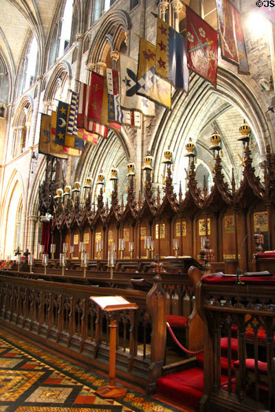Choir stalls at St Patrick's Cathedral. Dublin, Ireland.
