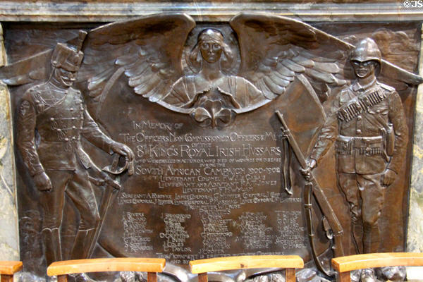 Monument to King's Royal Irish Hussars who fell in South African campaign (1900-2) at St Patrick's Cathedral. Dublin, Ireland.