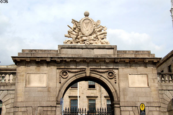 Courtyard arch of Four Courts building. Dublin, Ireland.