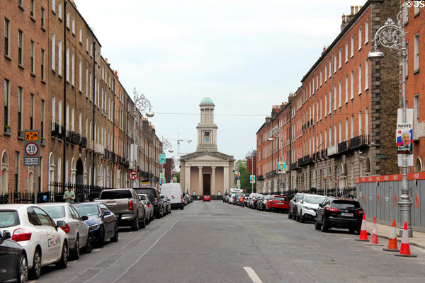View from Merrion Square to Pepper Canister Church. Dublin, Ireland.