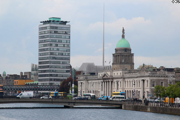 Liberty Hall & Custom House over River Liffey. Dublin, Ireland.