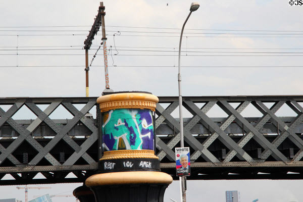 Artwork on Loopline rail bridge over River Liffey. Dublin, Ireland.