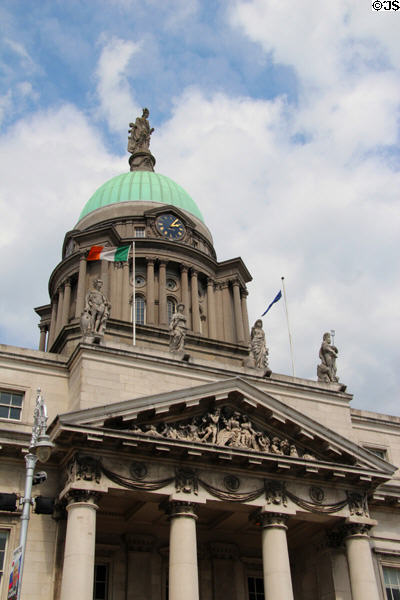 Dome over carved pediment of Custom House, Dublin. Dublin, Ireland.