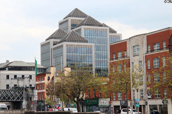 George's Quay Plaza above south bank of River Liffey. Dublin, Ireland.