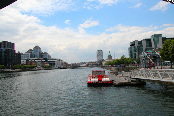 River Liffey with George's Quay Plaza, Liberty Hall, Custom House, & IFSC House. Dublin, Ireland.