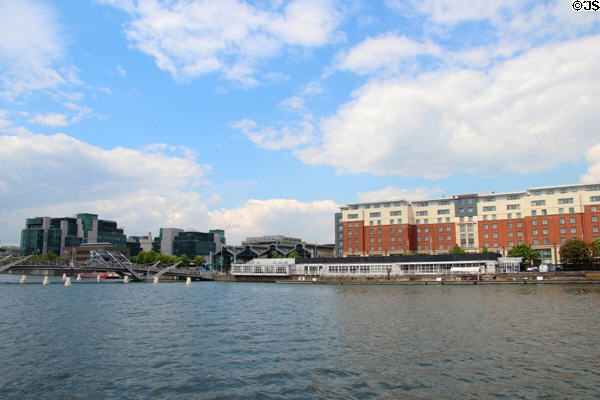 River Liffey with Seán O'Casey Bridge & Irish Emigration Museum (EPIC). Dublin, Ireland.