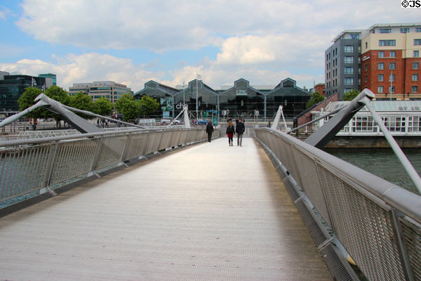 Seán O'Casey Bridge leads to Irish Emigration Museum (EPIC). Dublin, Ireland.