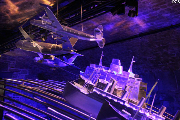 Ships & planes representing evolution of emigration at Irish Emigration Museum (EPIC). Dublin, Ireland.
