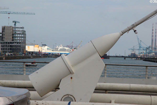 Structural anchors for wires supporting Samuel Beckett Bridge. Dublin, Ireland.