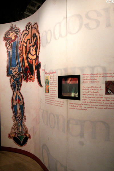 Book of Kells description in Old Trinity College Library. Dublin, Ireland.