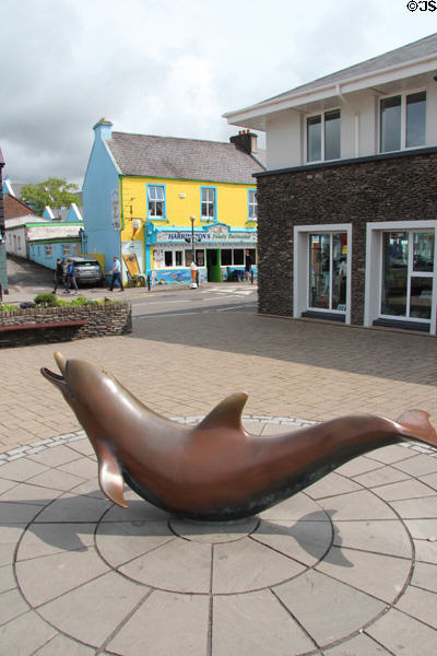 Sculpture of Fungie, a beloved dolphin who frequents Dingle harbor. Dingle, Ireland.
