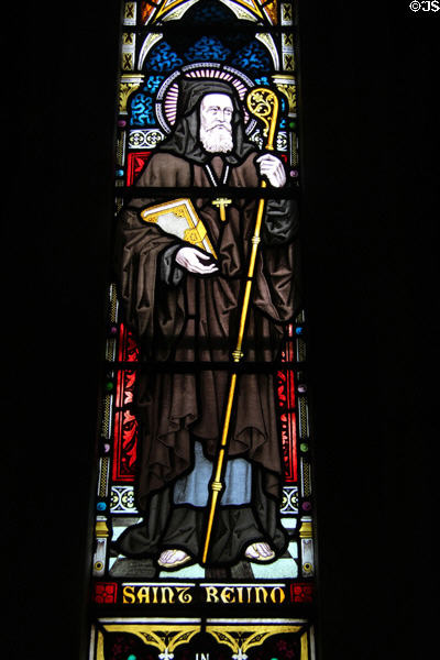 Stained glass window dedicated to St Beuno in St Mary's Church, Dingle. Dingle, Ireland.