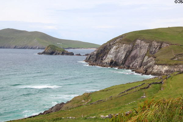 Coastal view of Dingle Peninsula with Great Blasket Island beyond. Ireland.