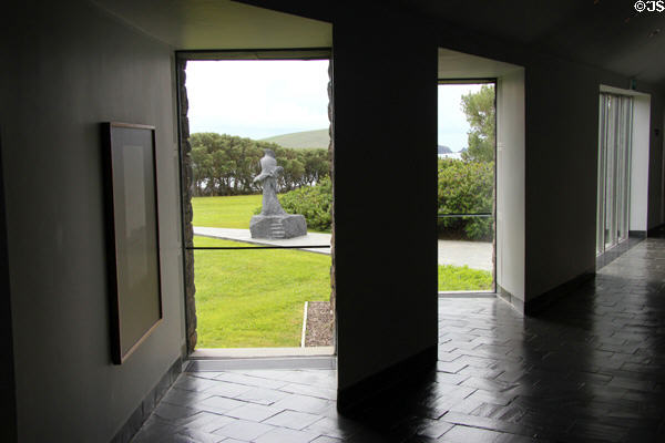 View from window at Great Blasket Centre museum on Dingle Peninsula. Ireland.