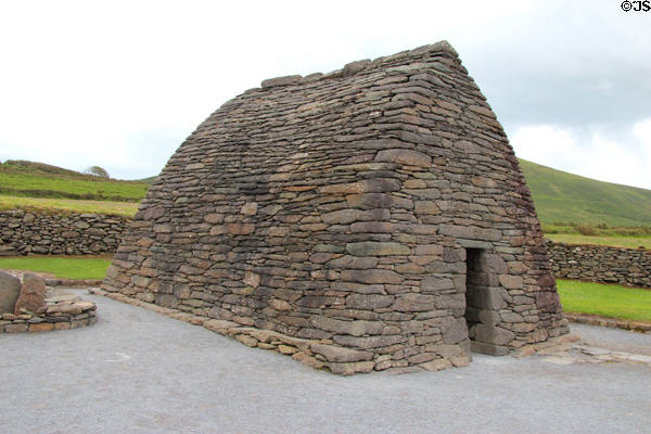 Oblique view of Gallarus Oratory on Dingle Peninsula. Ireland.