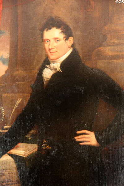 Detail of portrait of Daniel O'Connell (c1817-18) by John Gubbins in dining room at Derrynane House. Ireland.