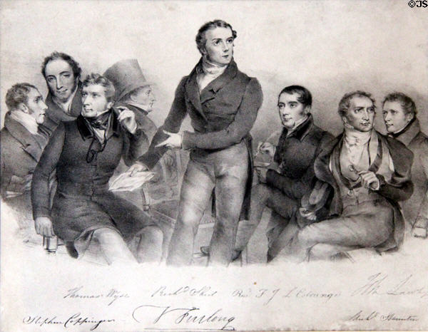 Graphic of political figures associated with Daniel O'Connell at Derrynane House. Ireland.
