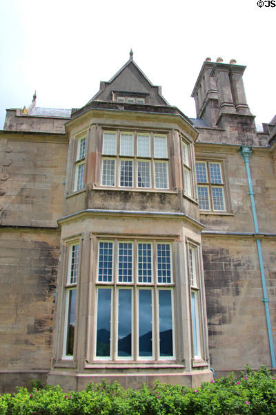 Bow windows of Muckross House in Killarney National Park. Killarney, Ireland.