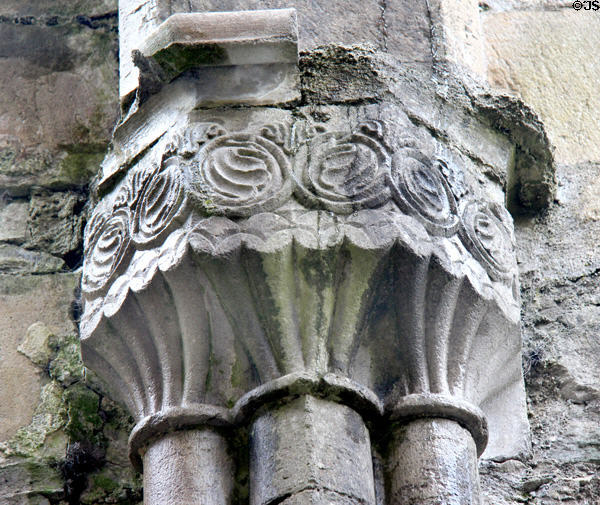 Carved nave corbel with roundels & fluted columns at Boyle Abbey. Knocknashee, Ireland.