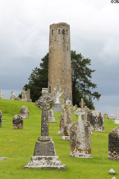 O'Rourke's Round tower at Clonmacnoise. Ireland.