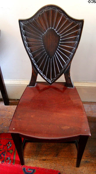 Chair with back in shape of shield at Strokestown Park. Vesnoy, Ireland.