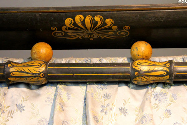 Canopy rail decoration on Henry's bedroom bed at Strokestown Park. Vesnoy, Ireland.