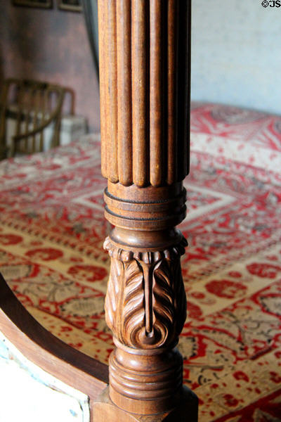 Corner post on Henry's bedroom bed at Strokestown Park. Vesnoy, Ireland.