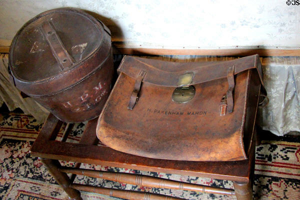 H. Pakenham Mahon hatbox & dispatch case in Henry's bedroom at Strokestown Park. Vesnoy, Ireland.