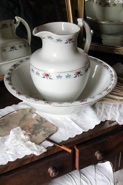 Washstand with pitcher & basin in Olive's bedroom at Strokestown Park. Vesnoy, Ireland.