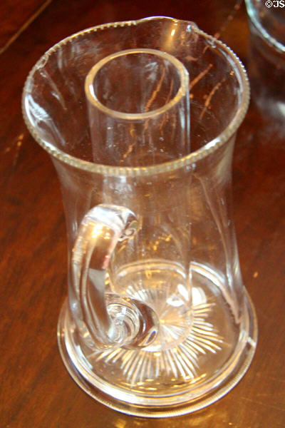 Glass pitcher with well to keep ice separated from drink at Strokestown Park. Vesnoy, Ireland.