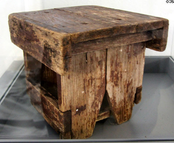 Woman's milking stool at Irish National Famine Museum. Vesnoy, Ireland.