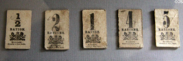 Irish Famine Ration Tokens (1846-7) at Irish National Famine Museum. Vesnoy, Ireland.